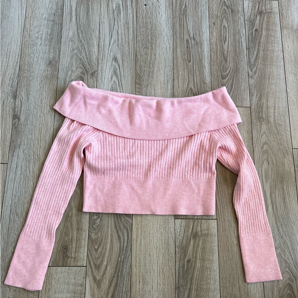 Pink Longlseeve Off The Shoulder Top